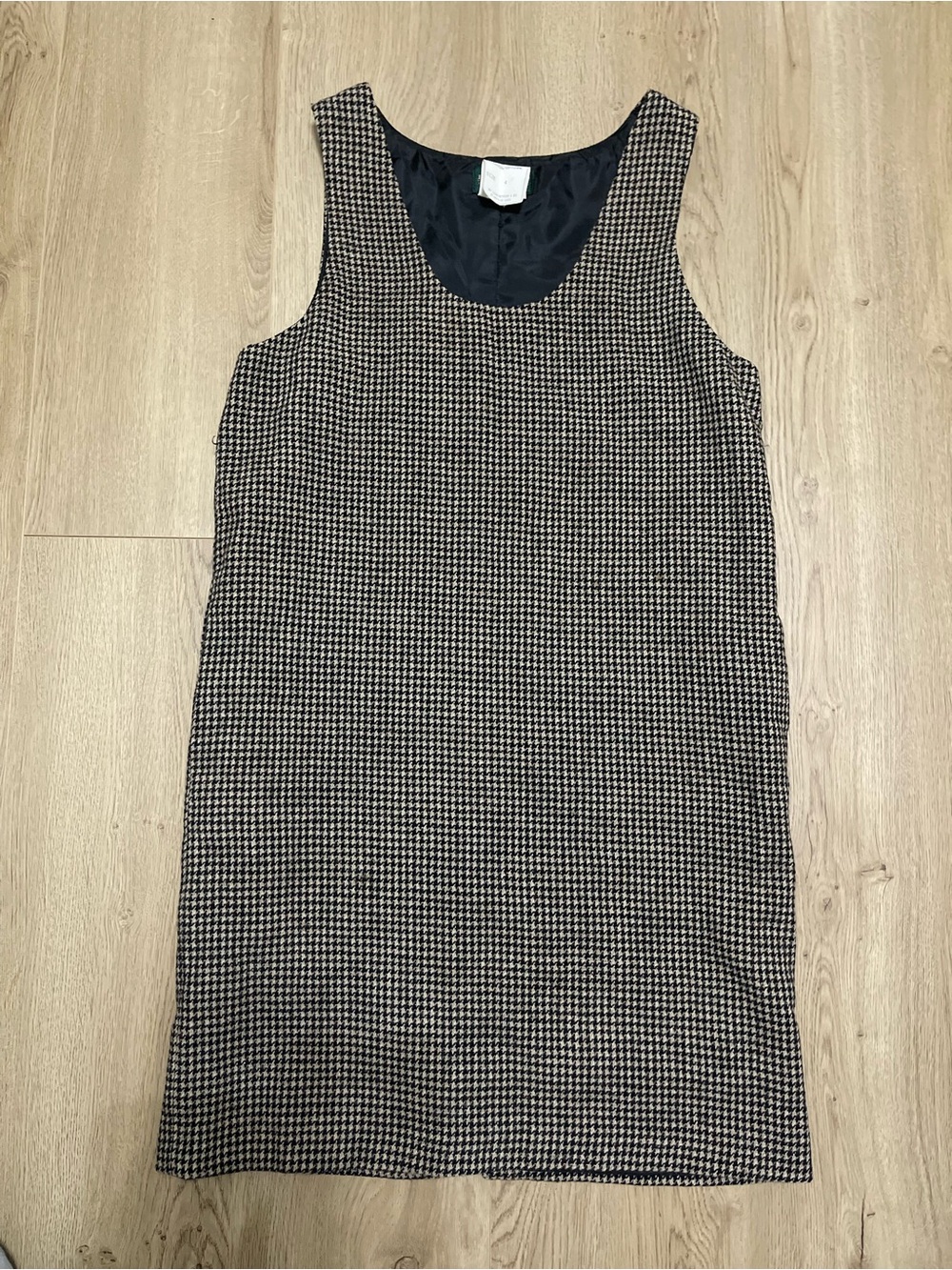 VINTAGE 90s Harve Benard Wool Houndstooth Shift Dress (4)